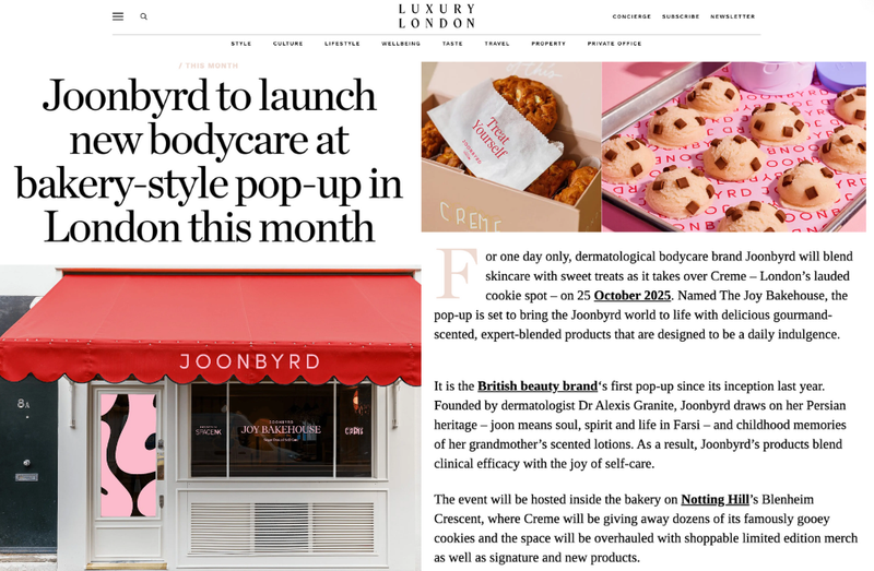Joonbyrd to launch new bodycare at bakery-style pop-up in London this month