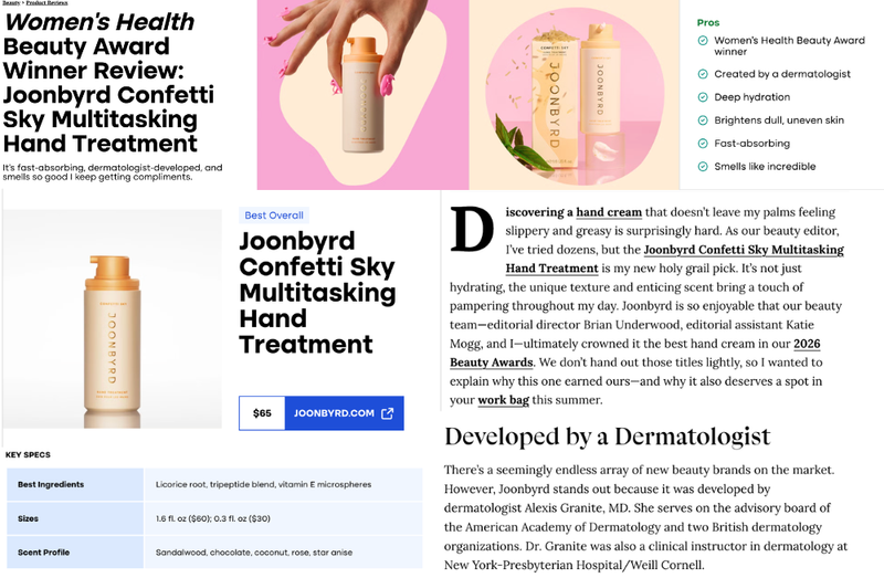 Joonbyrd Confetti Sky Hand Treatment